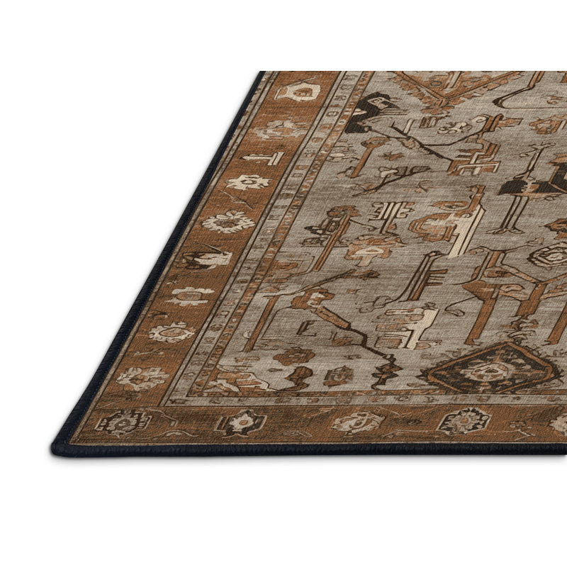 Tapis brun turc lavable à la machine, Carré 5 pi