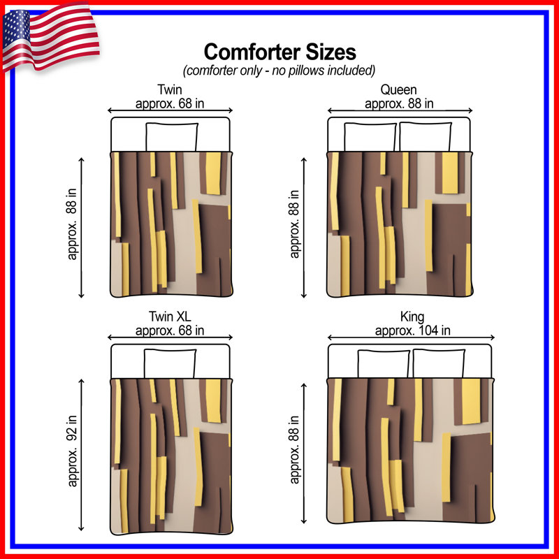 Brown Yellow Rectangular Blocks Comforter, Twin