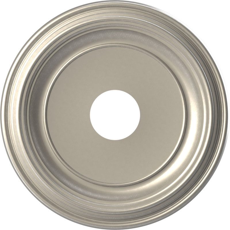 Traditional Traditional Thermoformed PVC Ceiling Medallion, 13" H x 13" W x 1.25" D, Bright Coat Aluminum