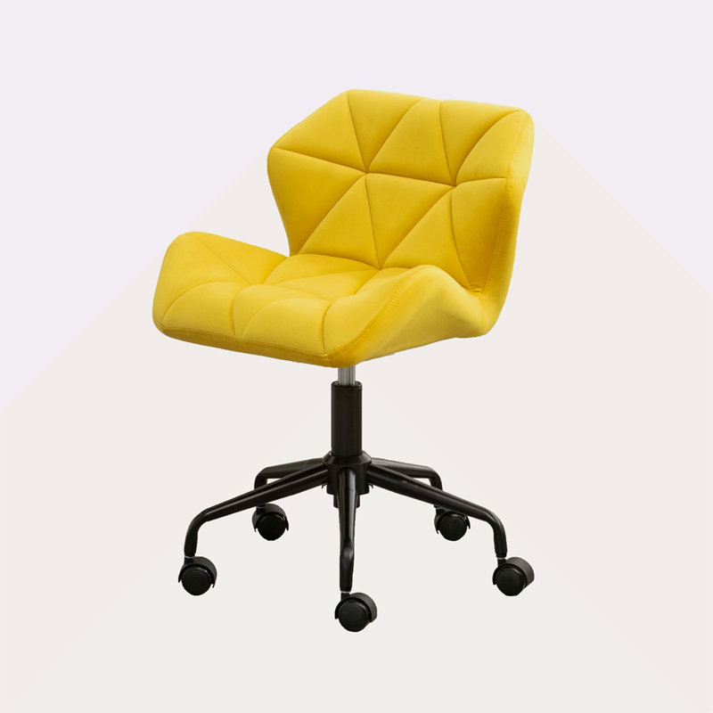 Jeyli Eldon Diamond Tufted Adjustable Swivel Office Chair, Yellow