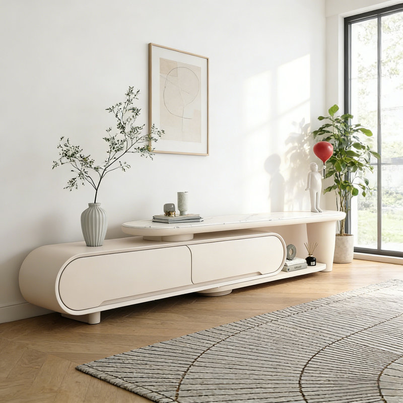 Meuble télé simple de style crème