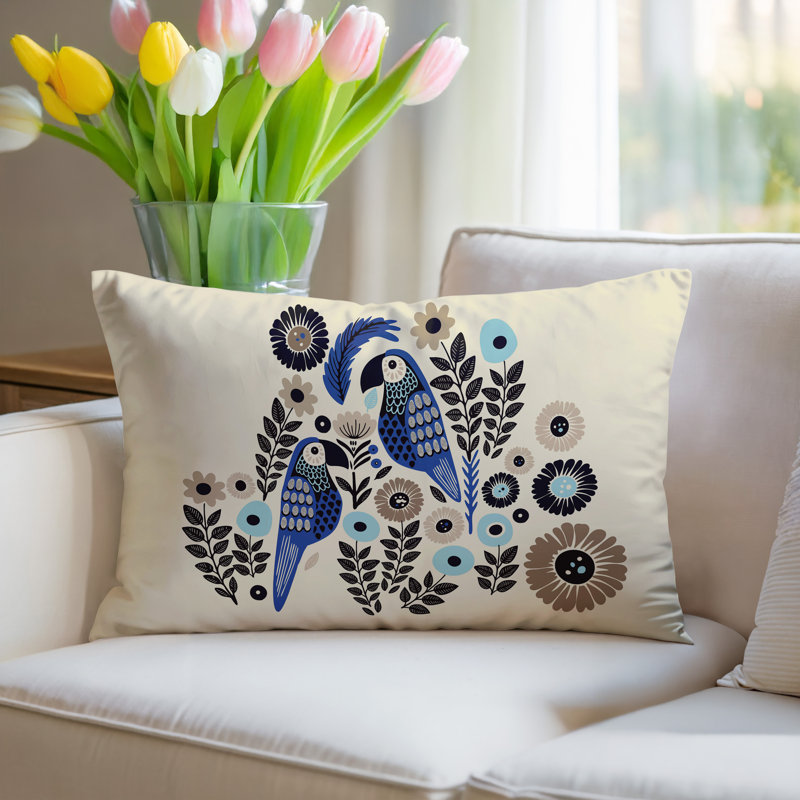 Coussin lombaire réversible intérieur / extérieur Pipo Parrot, Marine, Rectangulaire H 14 po x l 20 po