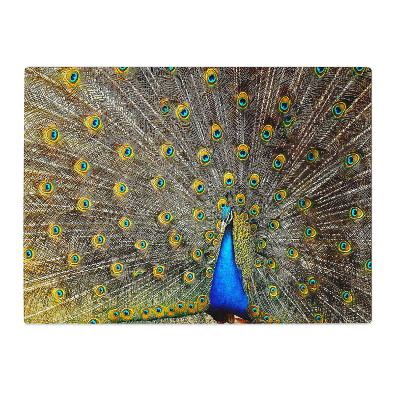 Peacock Bird 4  Glass Chopping Board