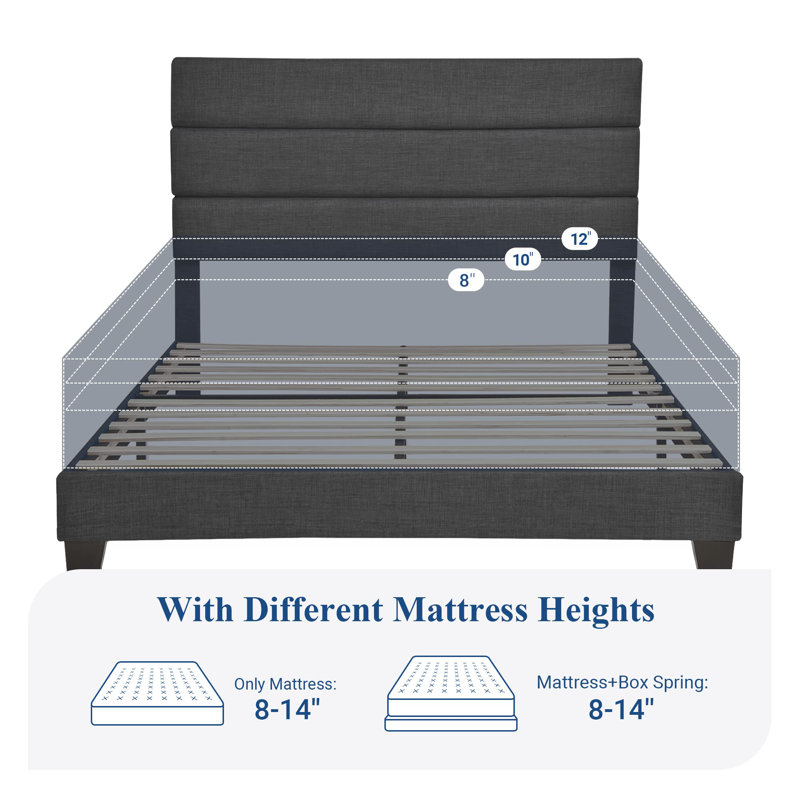 Breeauna 43.3" Steel Bed Frame, Dark Gray