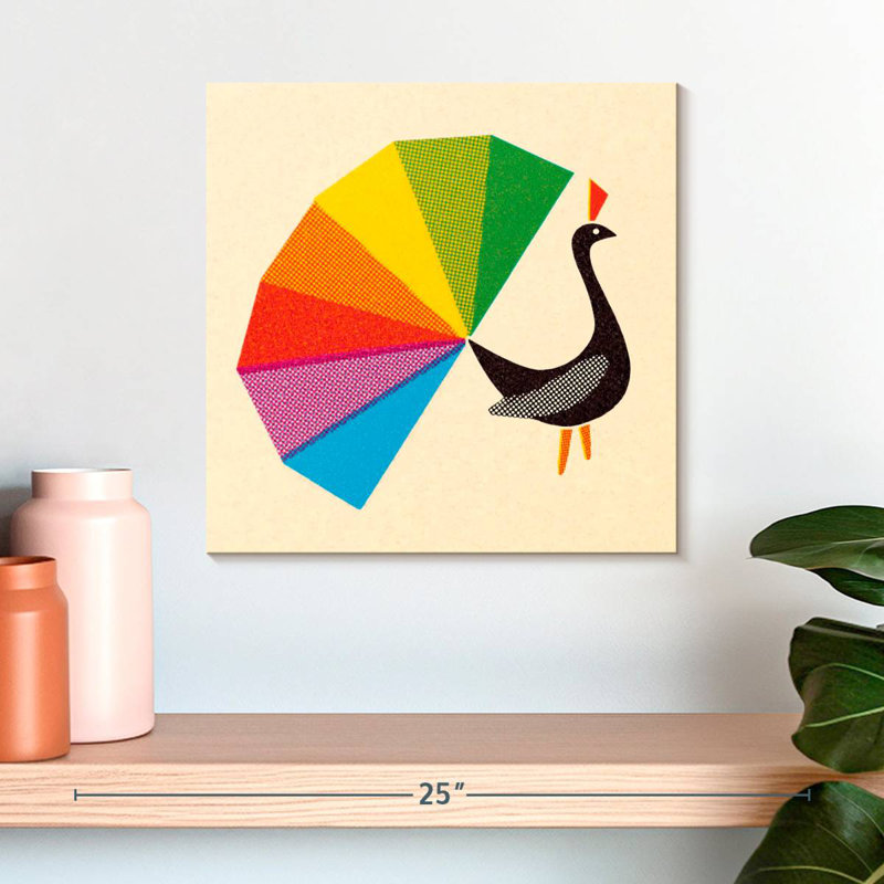 Brampt Rainbow Tail Peacock, 16" H x 16" W