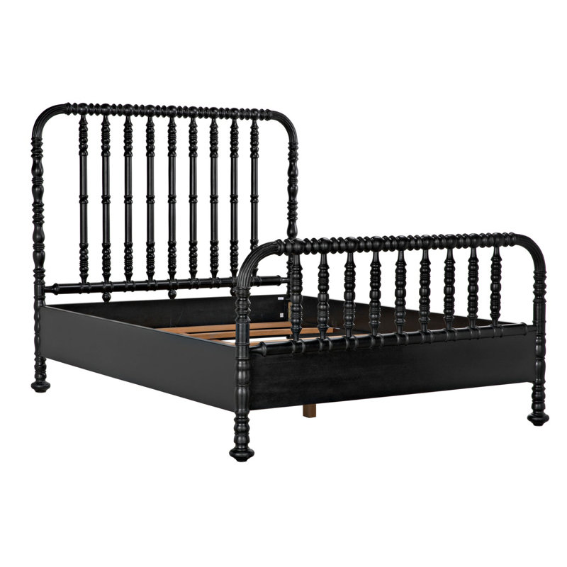 Bachelor Solid Wood Bed, Queen, Hand Rubbed Black