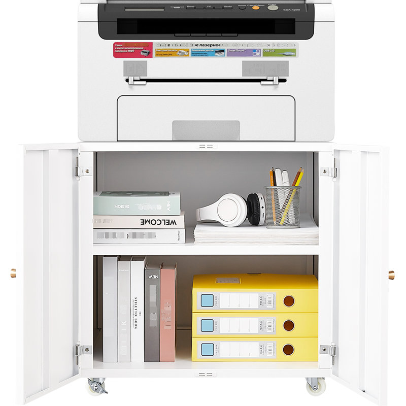 Petite armoire de rangement en métal avec tablette réglable et fonction de verrouillage, Blanc