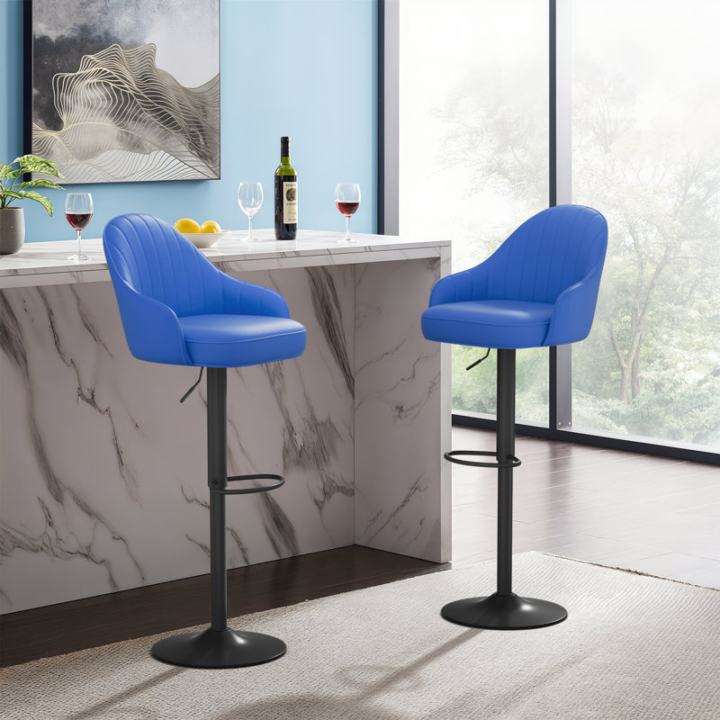 Tabourets de bar à hauteur réglable, chaises pivotantes à 360 ° en similicuir moderne avec dossier pour la cuisine ou la salle à manger