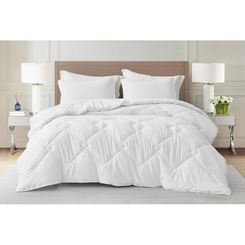 Logan Microfiber Comforter Set, Twin Extra Long Comforter + 1 Standard Sham, White