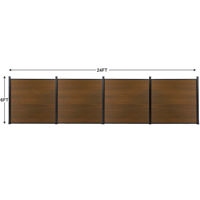 6Ft H Composite Privacy Fence Panels With Post, 6Ft.H x 6Ft.W, Brown