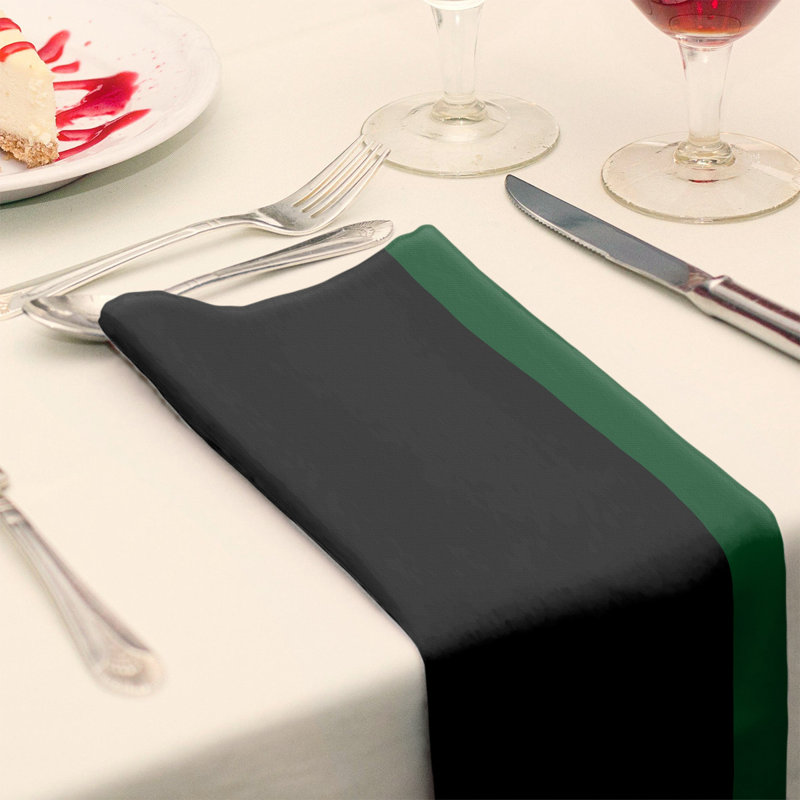 Milwaukee Striped Square Napkin, 22" W x 22" L, Black/Good Land Green/Black, Cotton Twill