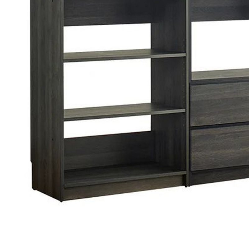 Dee Modular Closet System, 2 Clothing Racks, 6 Shelves, Dark Gray Wood