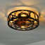 Ventilateur de plafond encastré noir industriel 20 po avec lumière et télécommande, moteur à cage CC réversible à 6 vitesses pour chambre à coucher