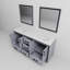 Meuble-lavabo double gris foncé l 72 po x P 22 po, comptoir en quartz blanc et miroirs de 30 po-133258470