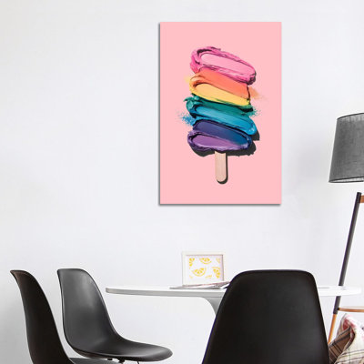 Rainbow Ice Cream Popsicle by Emanuela Carratoni - Wrapped Canvas Gallery-Wrapped Canvas Giclée