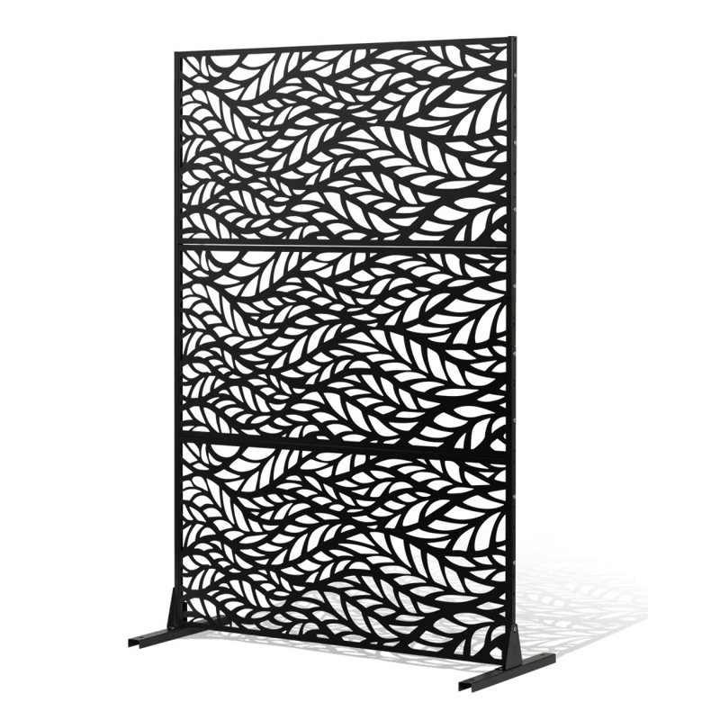 Panneau de clôture d'extérieur en métal avec treillis de jardin, H 72 po x l 47 po x P 20 po, Noir