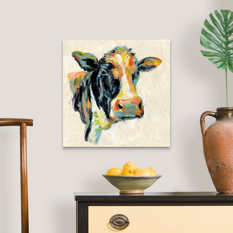 «Expressionistic Cow I», art mural sur toile, Toile tendue, H 20 po x l 20 po x P 1 po