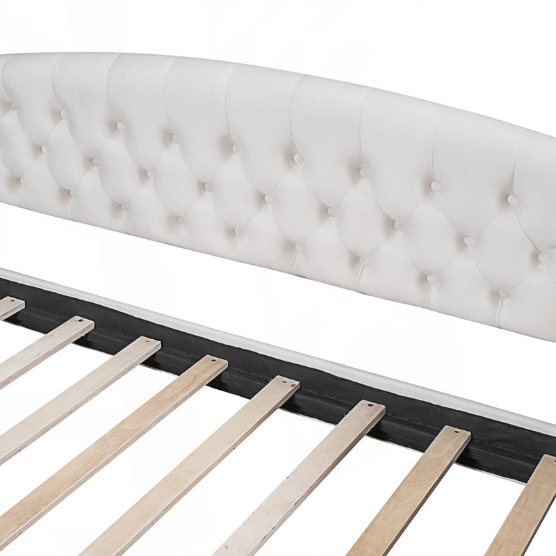 Lit de jour capitonné moderne de luxe de style moderne, lit de jour double, Beige