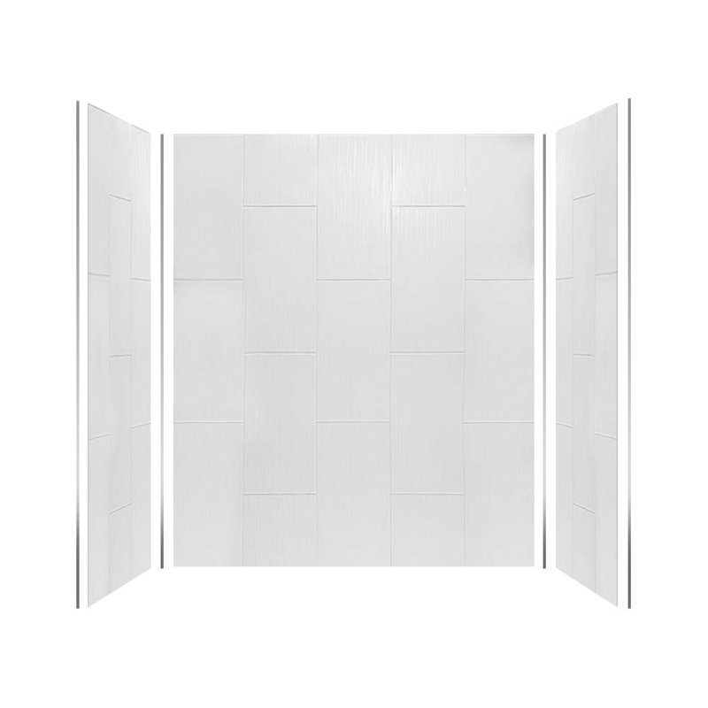 60'' W 36'' D 72'' H Glue Up Solid Surface Wall, White