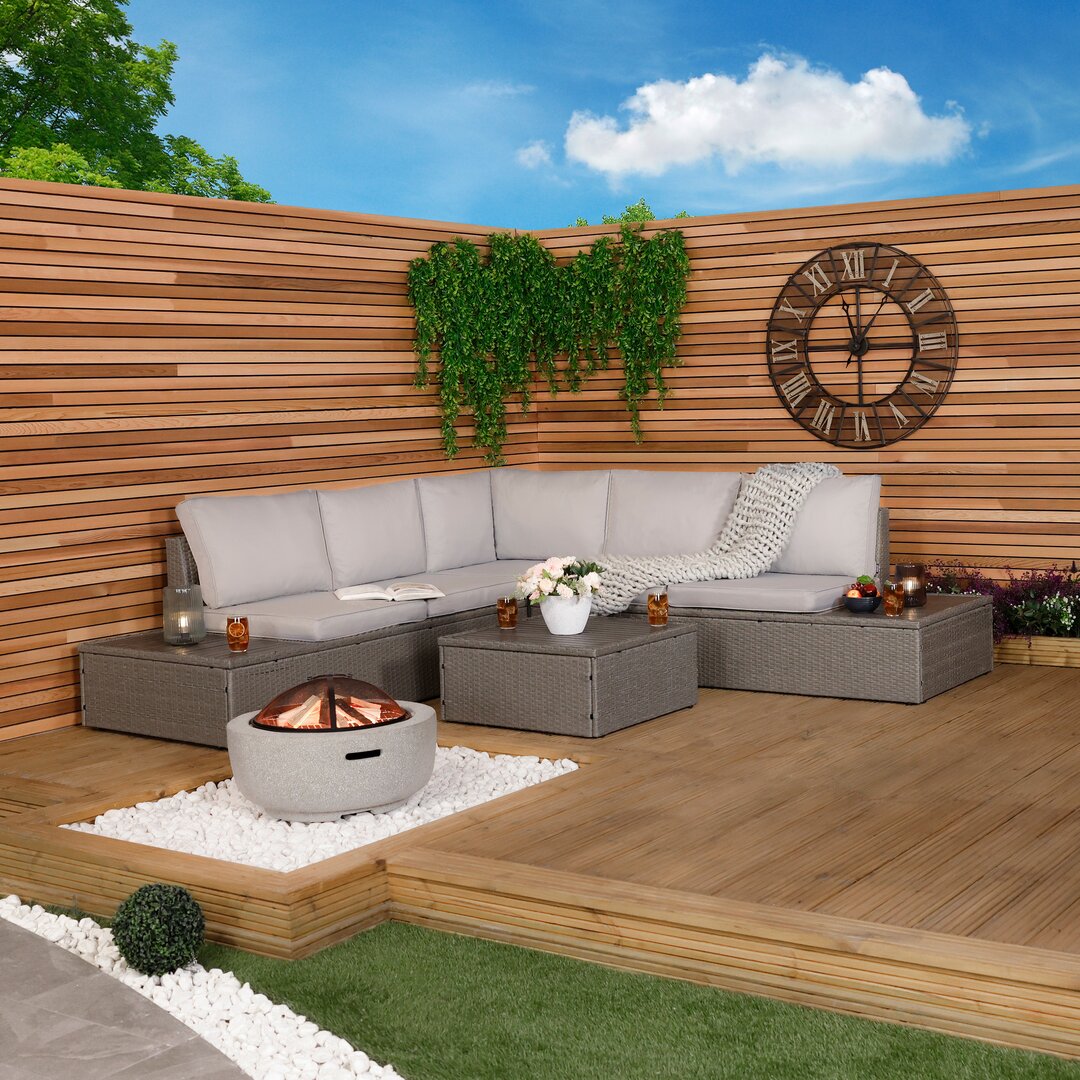 6-Sitzer Lounge-Set Janyce aus Rattan mit Polster