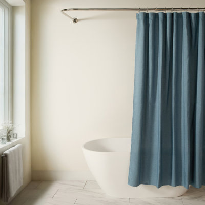 Linen-Look Textured Woven Shower Curtain