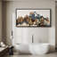 «Western Wood Effect Landscape Geometric Mountain Landscape», incrustation en bois sur toile-111375502-98041964