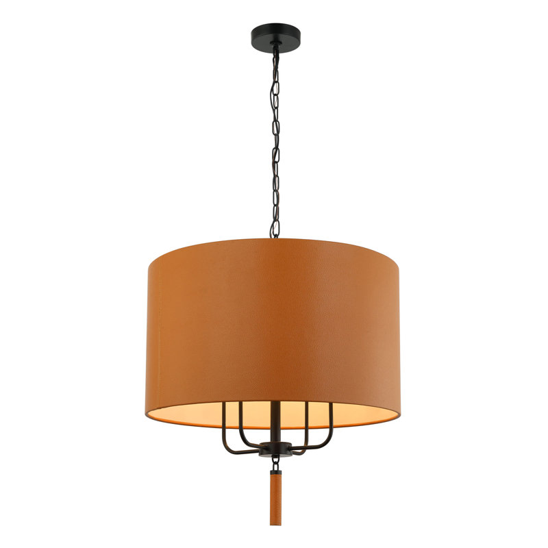Luminaire suspendu 4 lumières Secret Agent, Noir, Chameau