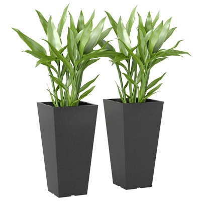 23" Tall Planters Set of 2, Indoor Outdoor Taper Planters, Black
