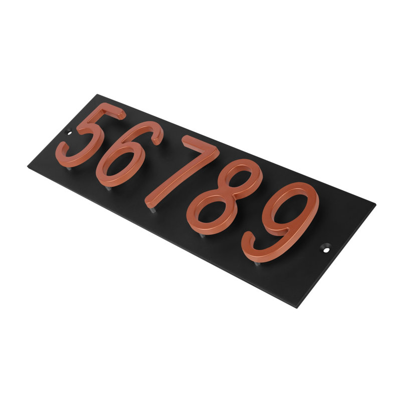 Plaque d'adresse horizontale Amgo Floating Modern, Noir, noir, noir, noir, Cuivre, Oui