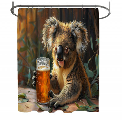 12126_Koala avec rideau de douche bière - décor de salle de bain animal