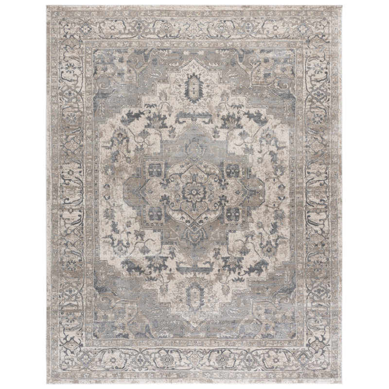 Aurich Oriental Ivory/Gray Area Rug, Rectangle 8' x 10'