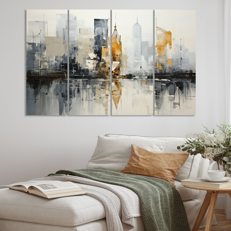Padilla " Abstract Cityscape IV " 4 Piece Art Mixed Media Print