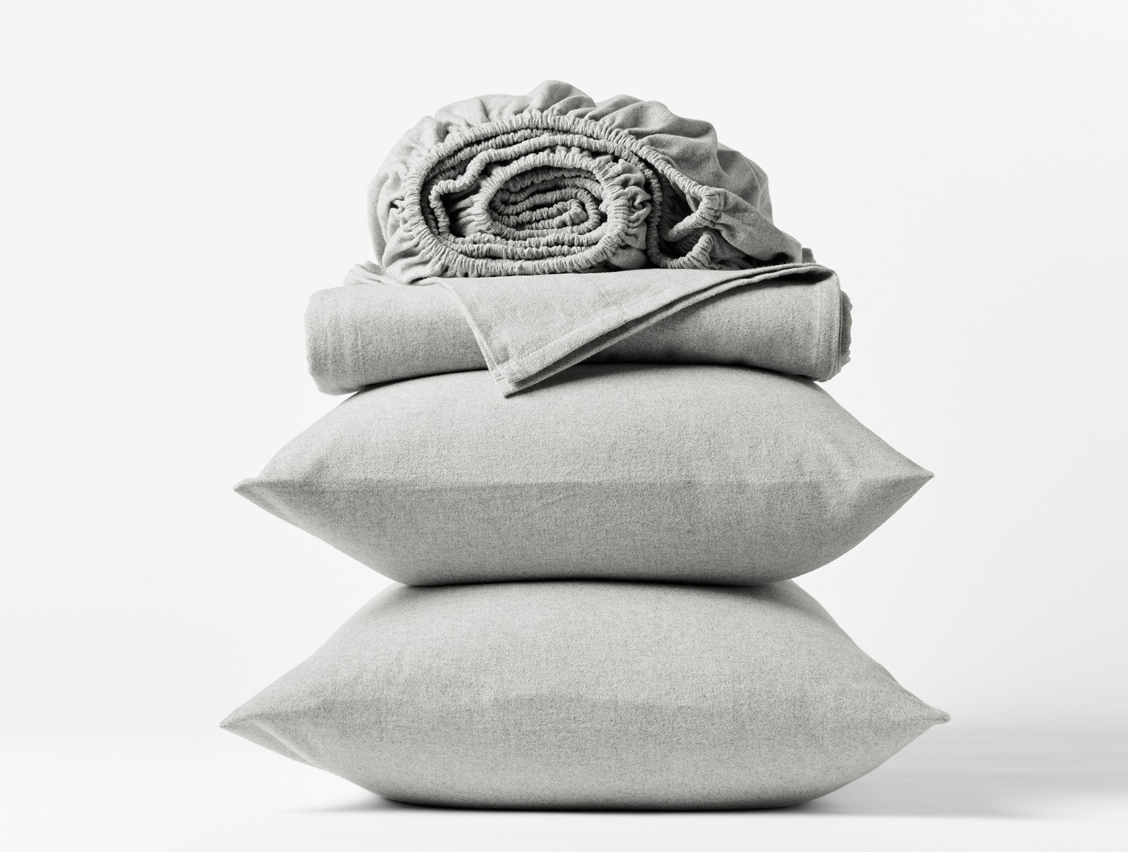 Cloud 100% Cotton Flannel Sheet Set, Twin Sheet Set with 1 Pillowcase, Pale Gray Heather