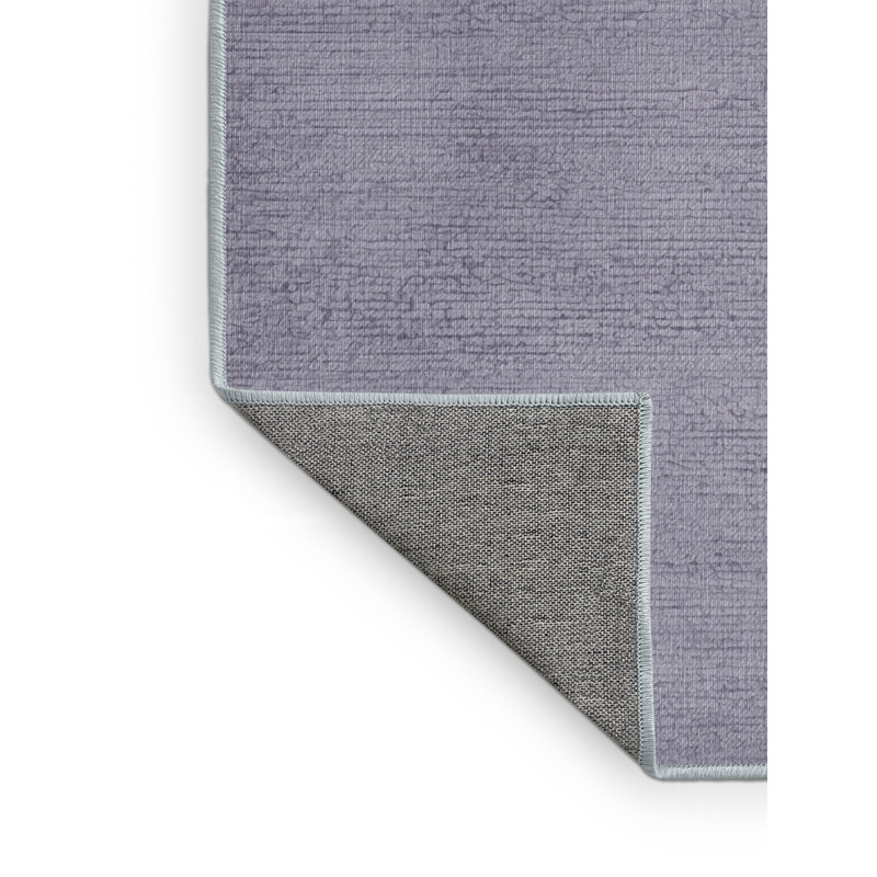 Tapis bleu abstrait lavable à la machine, Rond 3 pi