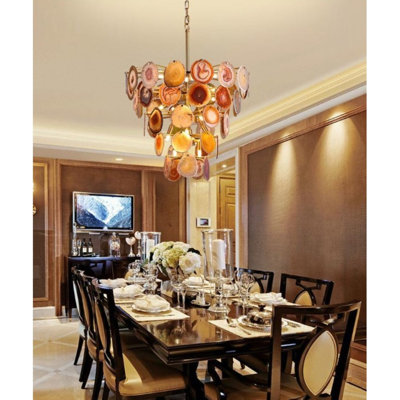 Kallol Light Agate Slice Pendant Chandelier