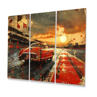 «American Flag Color of Vintage Muscle Race I», ensemble de reproductions d'art mural