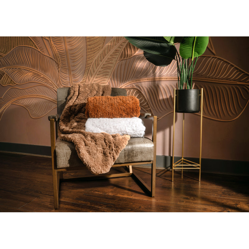 Faux Fur Sable 50"x 60" Throw Blanket, Mocha