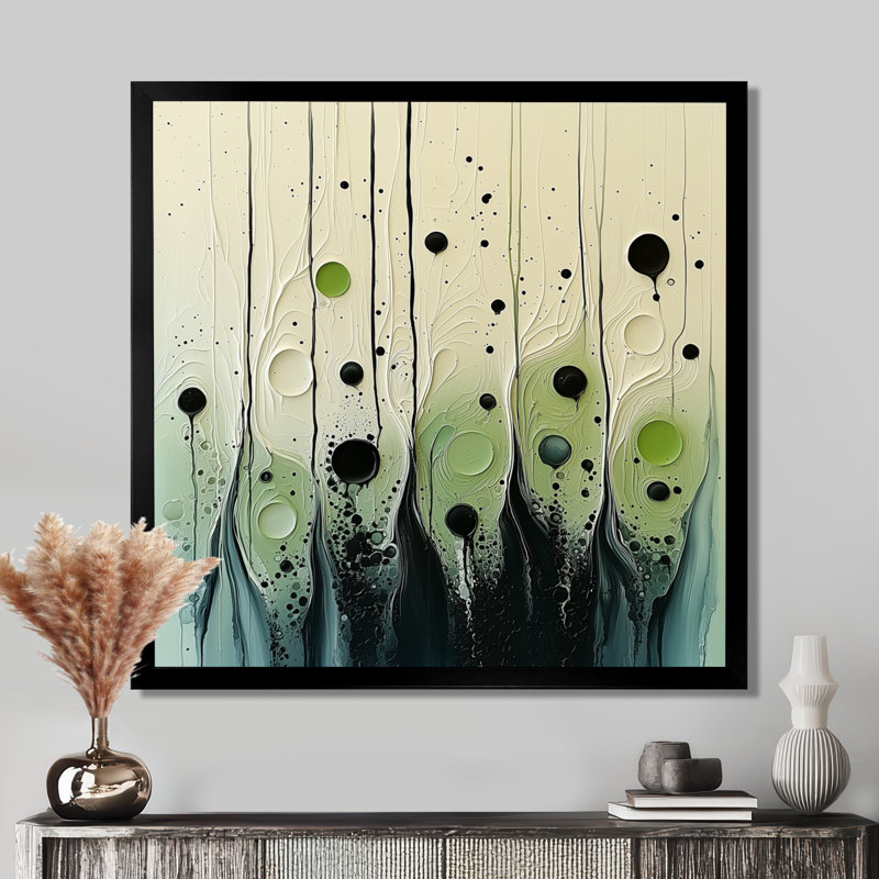 Rhume de la pluie liquide Nature Dreams II - goutte, peinture, art mural, H 16 po x l 16 po, Noir