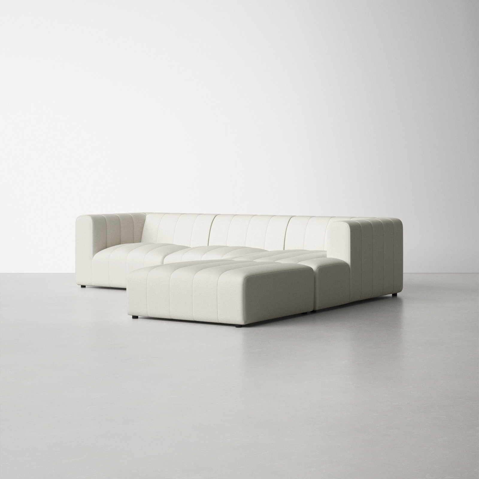 Bowry Upholstered Chaise L-Sectional, Fayette Cloud Polyester Blend, Right Hand Facing