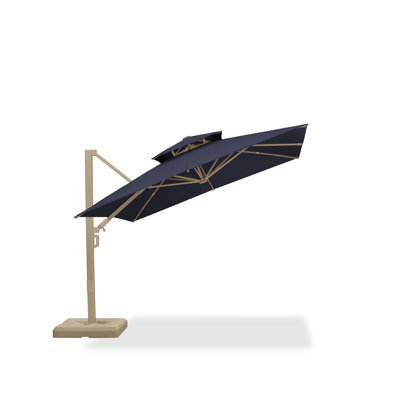 Grand parasol en porte-à-faux carré de 10 pi avec base et rotation à 60 degrés
