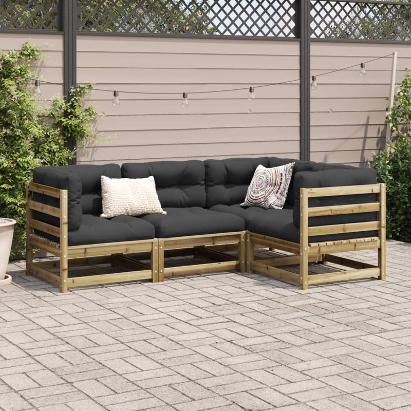 Brayden Studio Garden Sofas Armless 3 Pcs 70X70x67 Cm Solid Wood, Natural impregnated