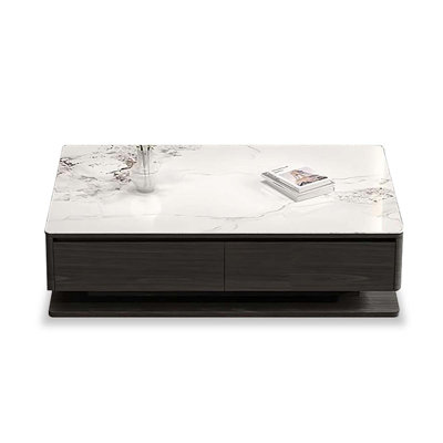 Black Sintered Stone Manufactured Wood Rectangular Coffee Table