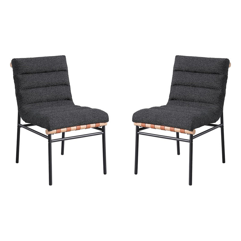 Ensemble de 2 chaises de salle à manger avec pieds en fer, Noir