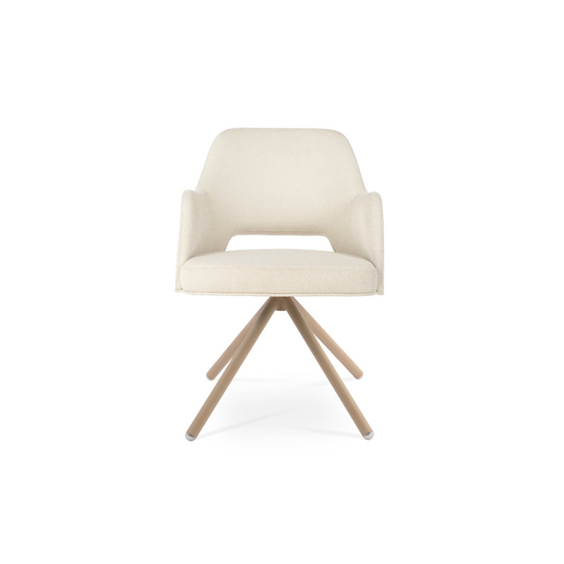 Marash Stick Swivel Arm Chair, Off White, Natural