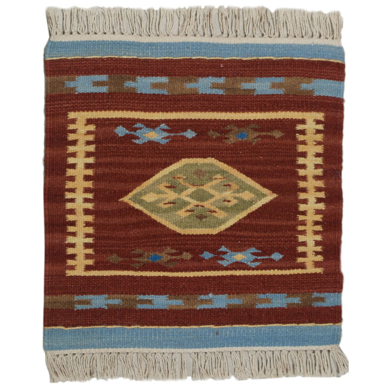 Kennedy Square 40 cm x 40 cm Geometric Flatweave Kilim Indoor / Outdoor Area Rug