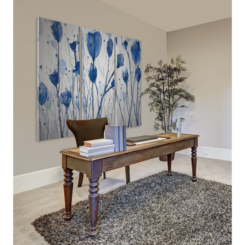 " Blue Day Garden " 3 - Pieces, 40" H x 60" W x 1.5" D