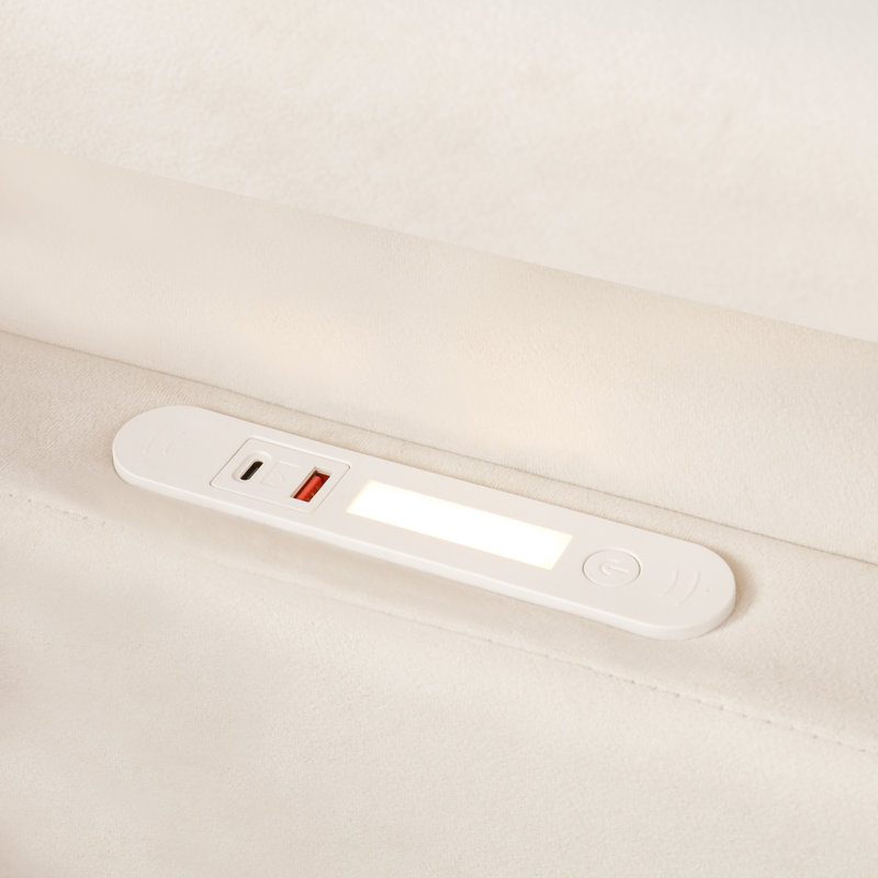Bed, Beige Velvet 