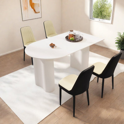 Ensembles de table de salle à manger, chaises en polyuréthane, crème et maison Modern Modern