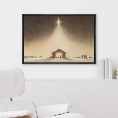 Crèche de Noël de nativité étoile de Bethléem, berger spirituel, décoration murale encadrée, reproduction d'art