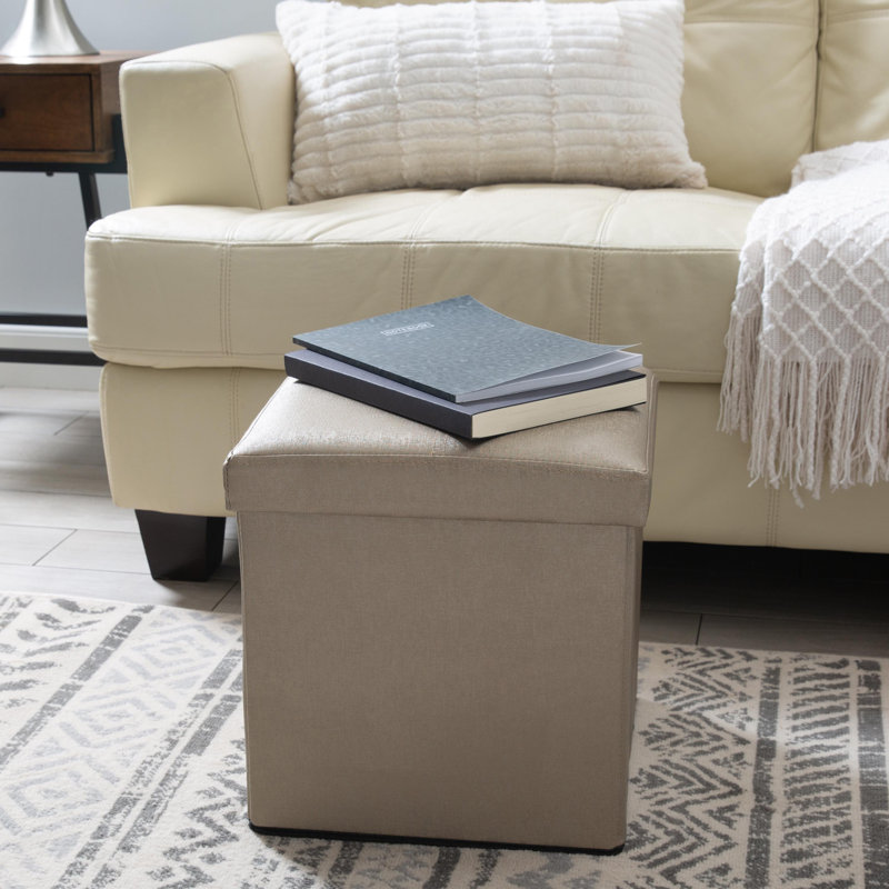 Luxora Faux Leather Ottoman, Bronze Faux Leather